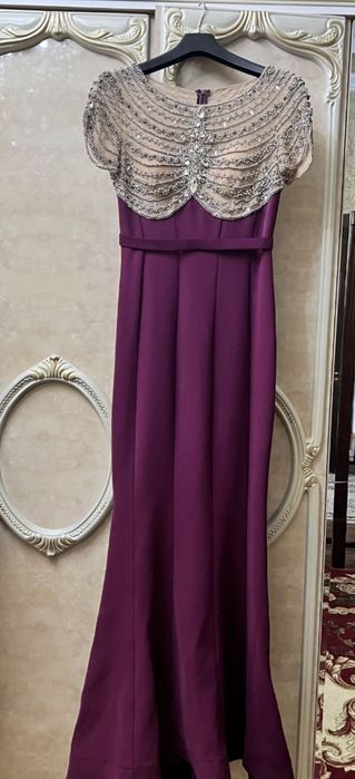 Вечерний платье производство турция Фуксия цвет сваровские камни С М