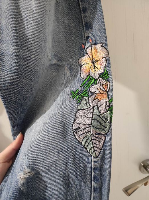 Дънки бойфренд С-М размер средна талия