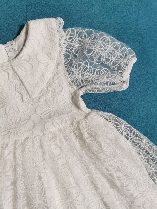 Rochie albă dantelă fetiță 5-6 ani (110-116 cm)
