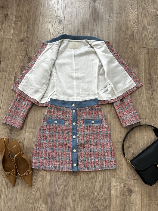 Maje costum tweed fusta si sacou