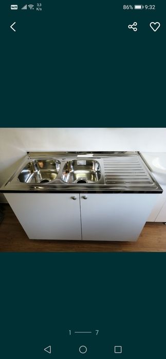 Нов кухненски шкаф с мивка 120/60 за кухня две корита