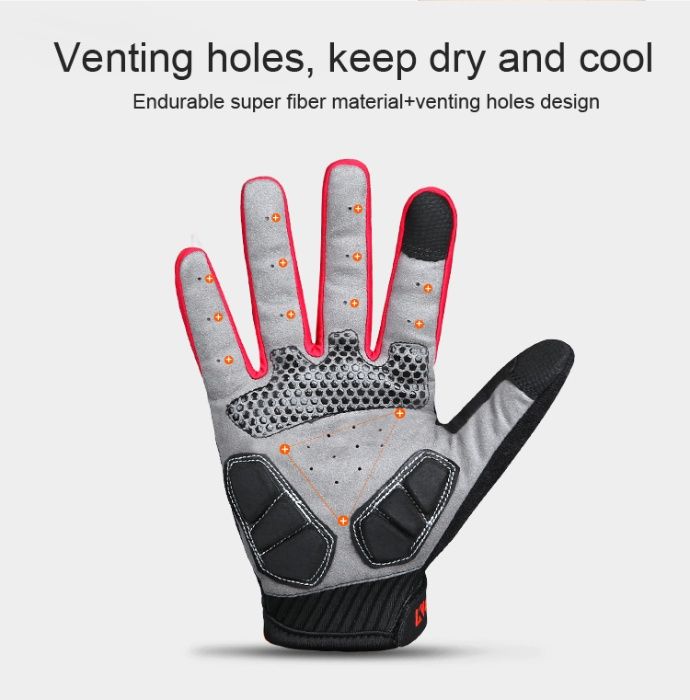 Manusi full finger unisex cu gel ciclism bicicleta cu touchscreen