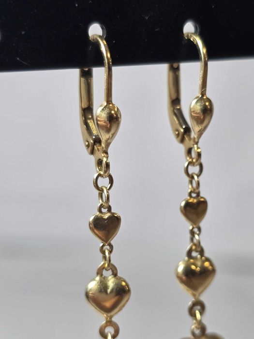 Cercei Lungi cu Inimi din Aur 14K – Design Romantic și Elegant