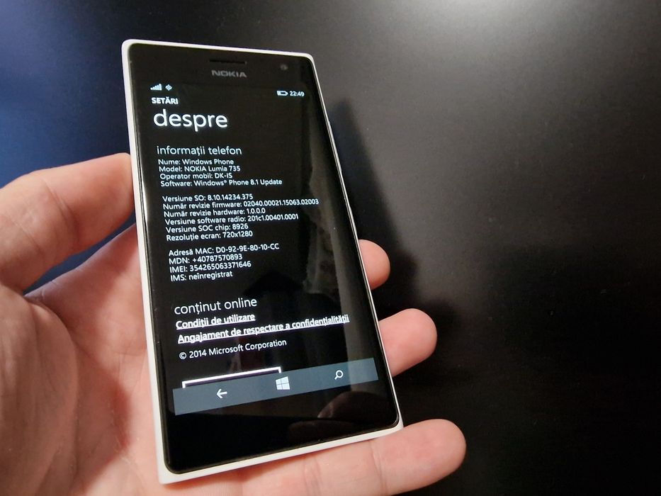 Nokia Lumia 735 Alb – Piesa de colecție, Windows Phone 8.1, Liber rețea