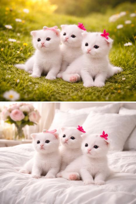 котёнка белые вислоухи