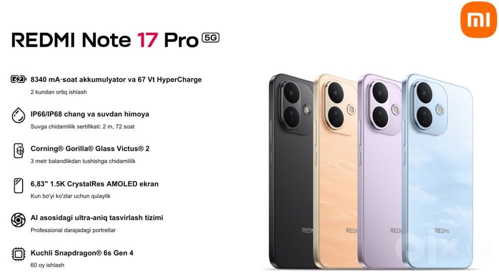 Note 17 Pro 5G  Naqt va Nasiyaga