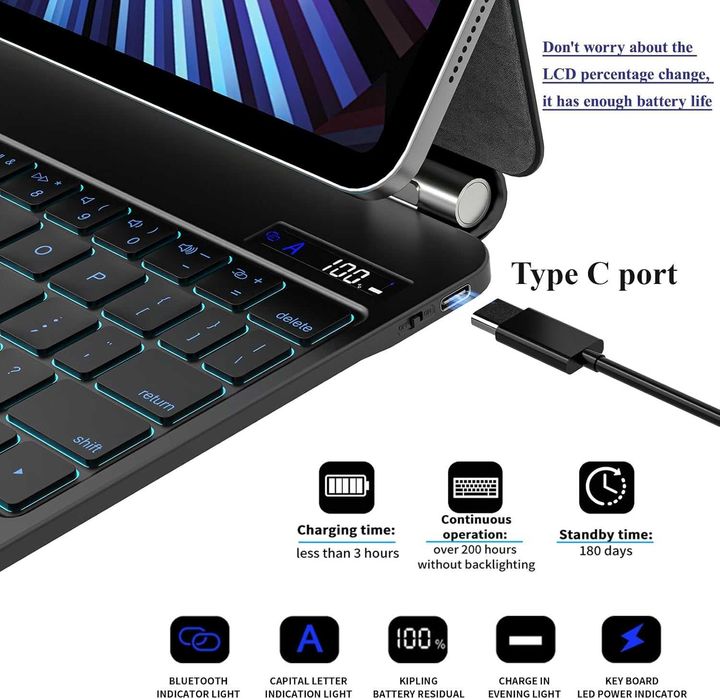 Магнитна клавиатура за iPad 10th/11th Gen Тип Magic Keyboard с Тракпад