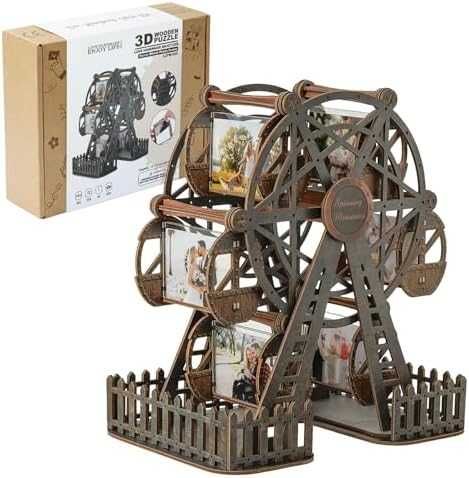 Нова Въртяща 3D рамка за снимки дървен DIY пъзел виенско колело идеален подарък