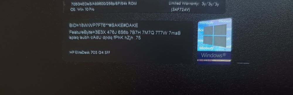 PC HP elitedesk 705 G4, AMD A8-9600, 256 ssd, 8gb ram