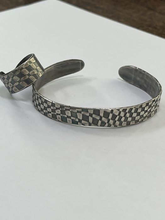 Seturi bijuterii handmade din argint – brățară și inel, patinate