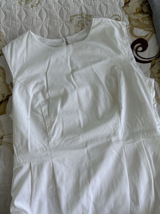 Белое платье. Летнее. Без рукавов. Хлопок. 42 размер
