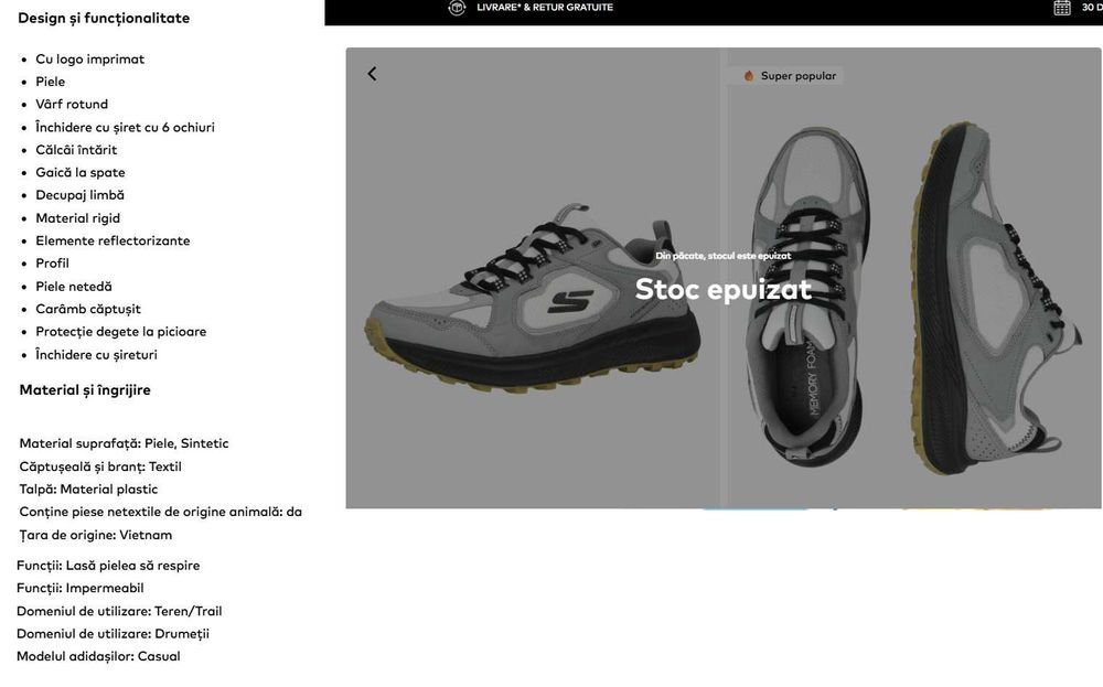 Incaltaminte SKECHERS Sneaker low RIDGESTAR Barbati marime 40 noi nepurtati