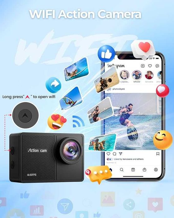 4K 48 MP HD WIFI екшън,подводна камера с 64 GB SD карта с дистанционно