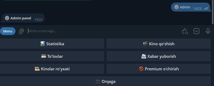 Telegram bot yasash xizmati | Premium kino boti