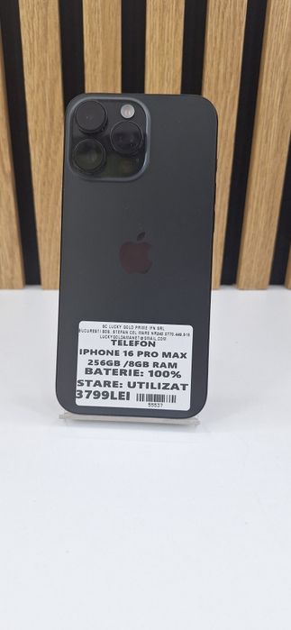 IPhone 16 Pro Max 256Gb 100% Baterie Garantie/Factura #55537