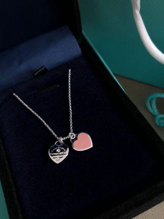 Lant Lantisor Tiffany & Co Doua pandantive roz piatra