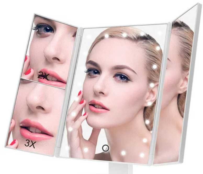 Oglinda cosmetica LED Verk Group, cu iluminare 22 LED-uri, zoom 2x/3x