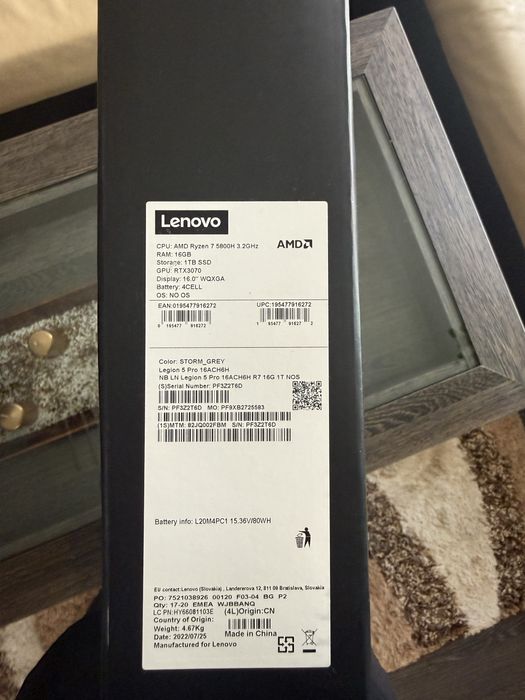 Lenovo Legion 5 Pro 16" / RTX 3070 / ЪПГРЕЙДНАТ с 32GB RAM / 1TB SSD