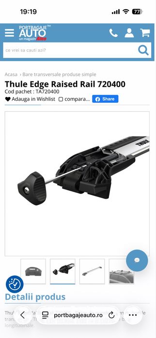 Picioare Thule Edge Raised Rail 720400