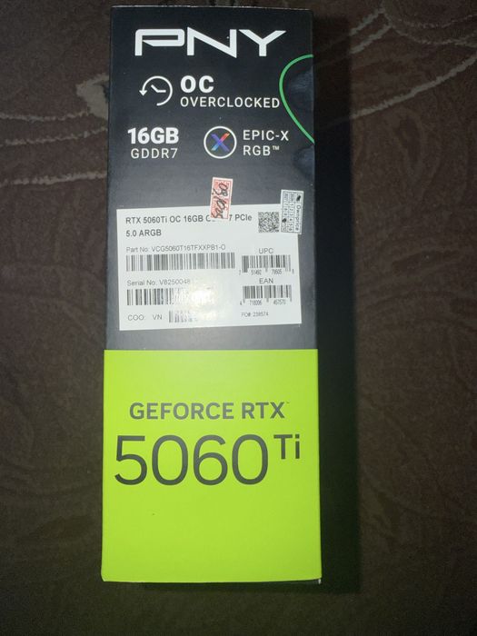 PNY GeForce RTX 5060 Ti 16GB Epic-X RGB, Triple fan, OC Edition.