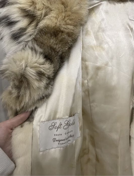 Шуба норка, капюшон рысь