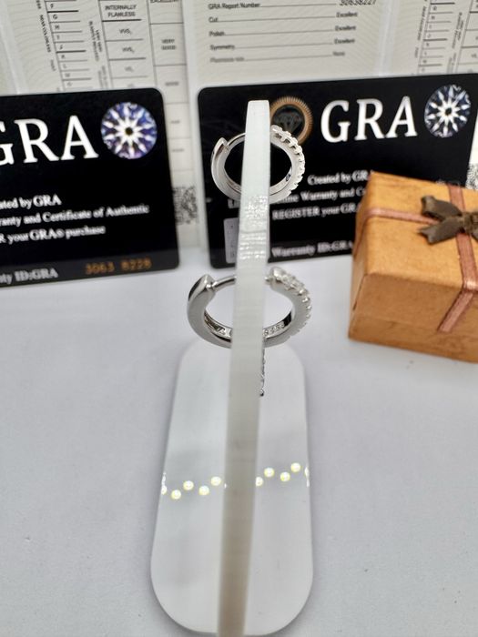 Сребърни обеци с мойсанит (Диамант) 0.5 карата