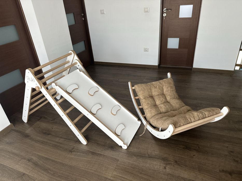 Set Montessori triunghi pikler,rampa, semicerc, perna