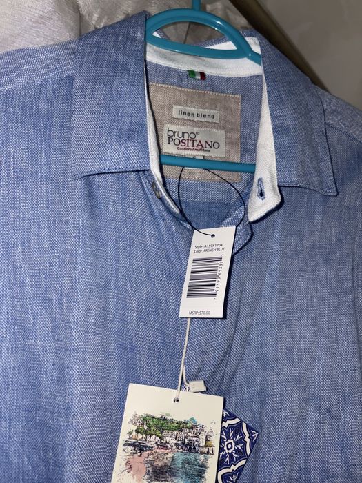 Cămașă de in Bruno Positano – French Blue