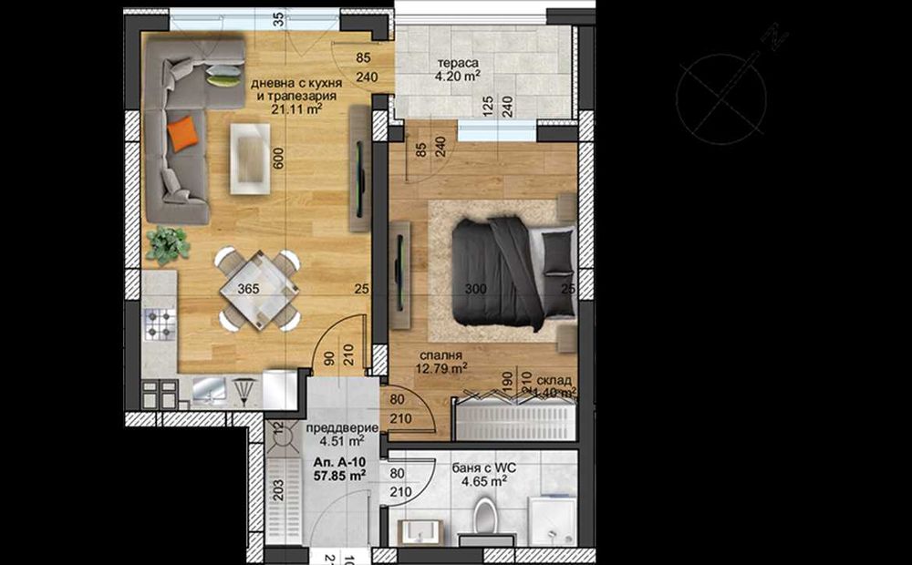 Продава се Двустаен апартамент в Пловдив, Христо Смирненски - 65 кв.м за 1556 €/кв.м - Снимка #1