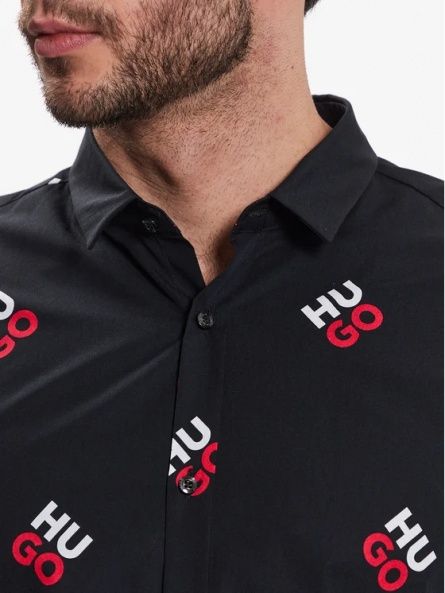 Мъжка риза Hugo с принт на лого