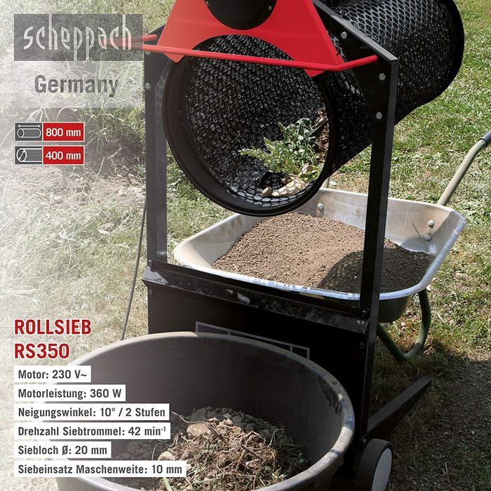 Sita de gradina rotativa Rs400 Scheppach SCH1904501901, 350w