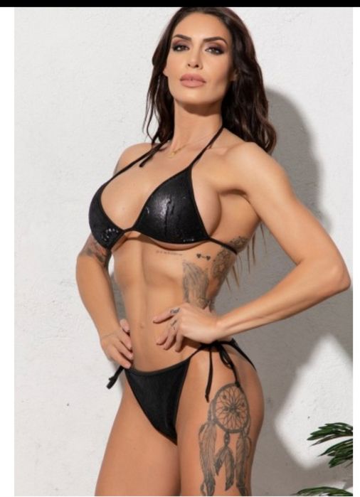 Costum de baie  luxury cu paiete negre