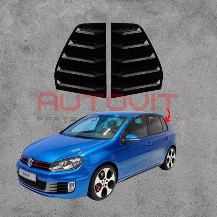Добавка за задни странични стъкла Vw Golf 6- хриле, голф 6, Черен гланц
