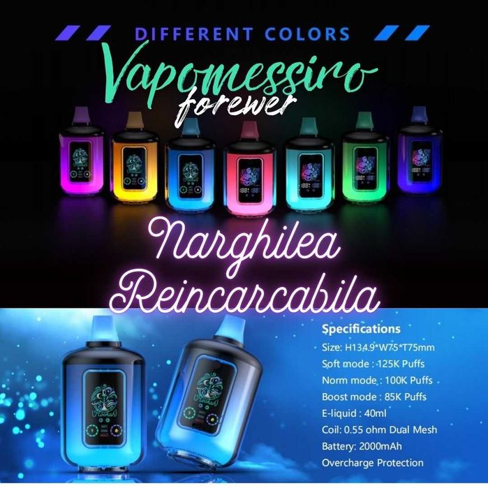 Vape Hookah 125k RGB LED Sound Airflow Lux