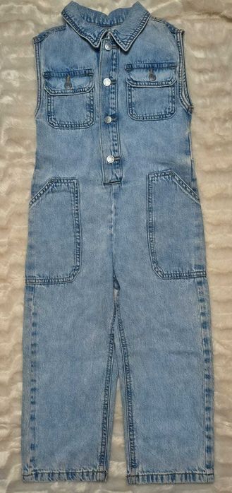 Salopetă cu capse si buzunare denim ZARA Kids fata - NOUĂ - Mărime 6 ani (116 cm)