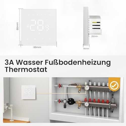 Termostat inteligent pentru centrala pe gaz Miucda WT410-BH-3A-B, WiFi, Tuya Smart Life, compatibil cu Alexa si Google Home, 3A