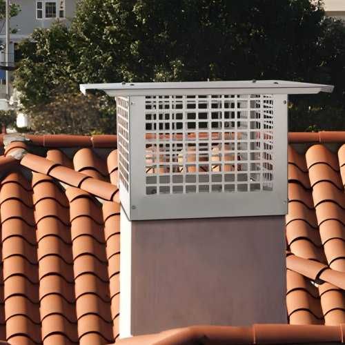 Vând pălărie cos fum otel inox 304, antipasare, 431,8x431,8 mm, nu se răstoarnă ușor și este ușor de instalat