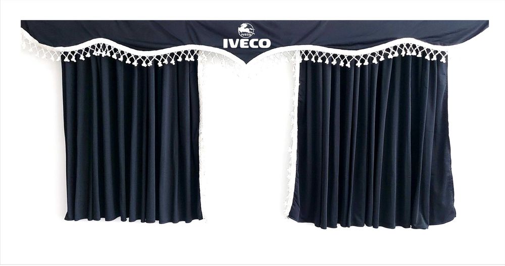Комплект пердета за камион + кукички черни с бели пискюли