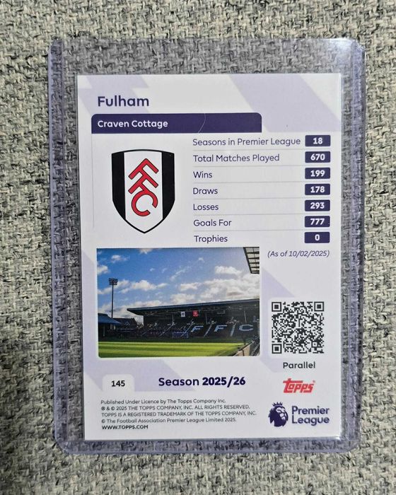 Fulham Badge /199 – Topps Premier League 2025/26 – Футболна карта