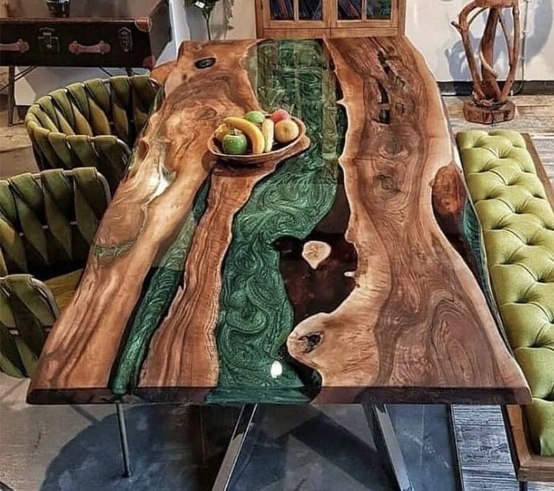 Маса от дърво и епоксидна смола / Холна / Трапезна