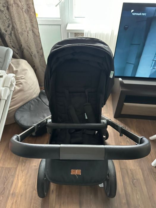 Детская коляска 2 в 1, чёрная