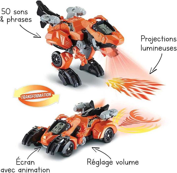 VTech Switch & Go Dinos Fire, динозавър със звук Furex, Super T-Rex