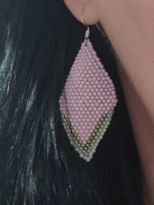 cercei mărgele, culoare roz murdar