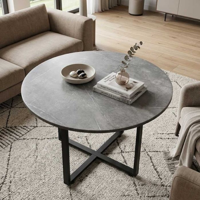 Круглый обеденный стол ERGO Marble Grey