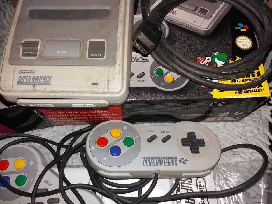 Consola joc Supernintendo cu 21 de jocuri preinstalate, 2 controlerele merge pe HDMI alimentare prin USB. Super Mario Kart Street Fighter 2 Turbo