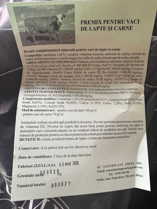 Premixuri Vitei/Vaci