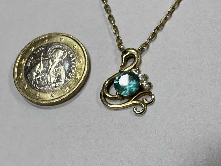 Златен синджир с висулка лебед  14K 585/ 5.19 гр – Italy