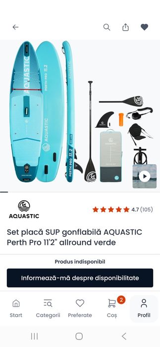 Vand Placa SUP - AQUASTIC Perth Pro 11'2"