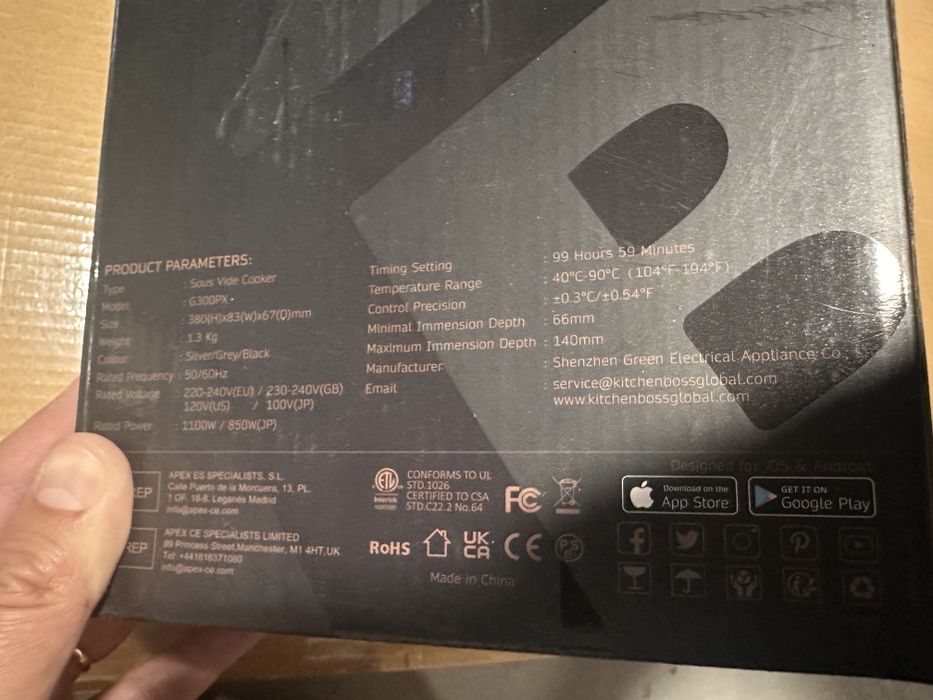 Sous Vide Cooker KitchenBoss G300px ultra quiet wi-fi Nou Sigilat