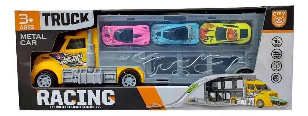 Vand Camion transportator cu 3 masinute metalice si rampa de lansare